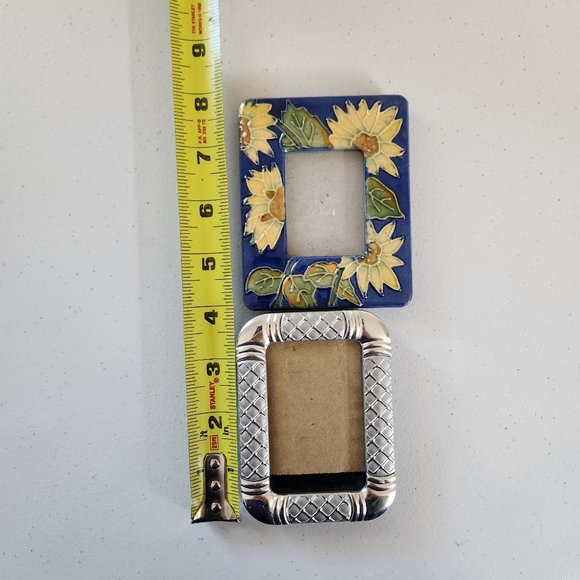 Vintage Eclectic Mini Photo Picture Frame Lot Of 2 Metal Sunflower 1990s Ornate - Picture 4 of 4